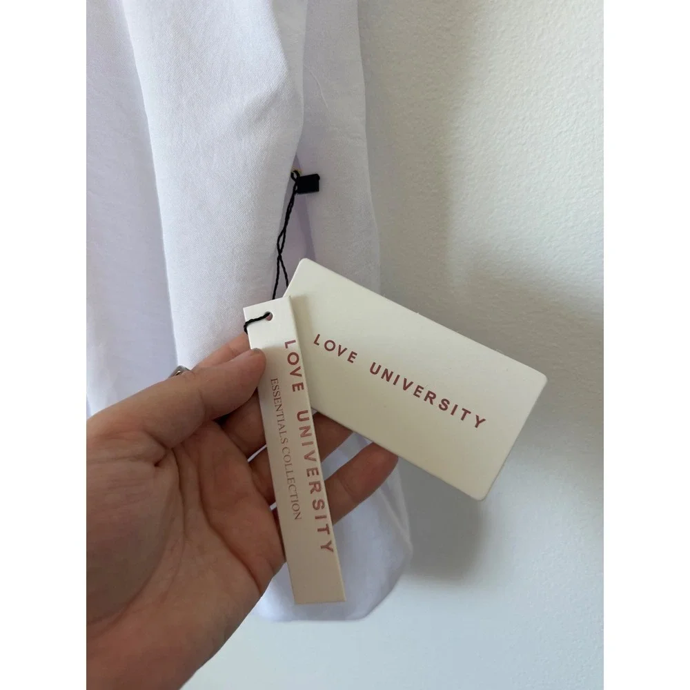 Love University 2-Piece Set – White Cropped Top & Maxi Skirt – Women's Size S - Picture 4 of 9